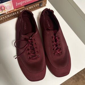 Vivaia Burgundy Cristina Satin Sneakers